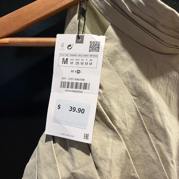 Zara sage green/beige sleeveless top size medium - Picture 2 of 5